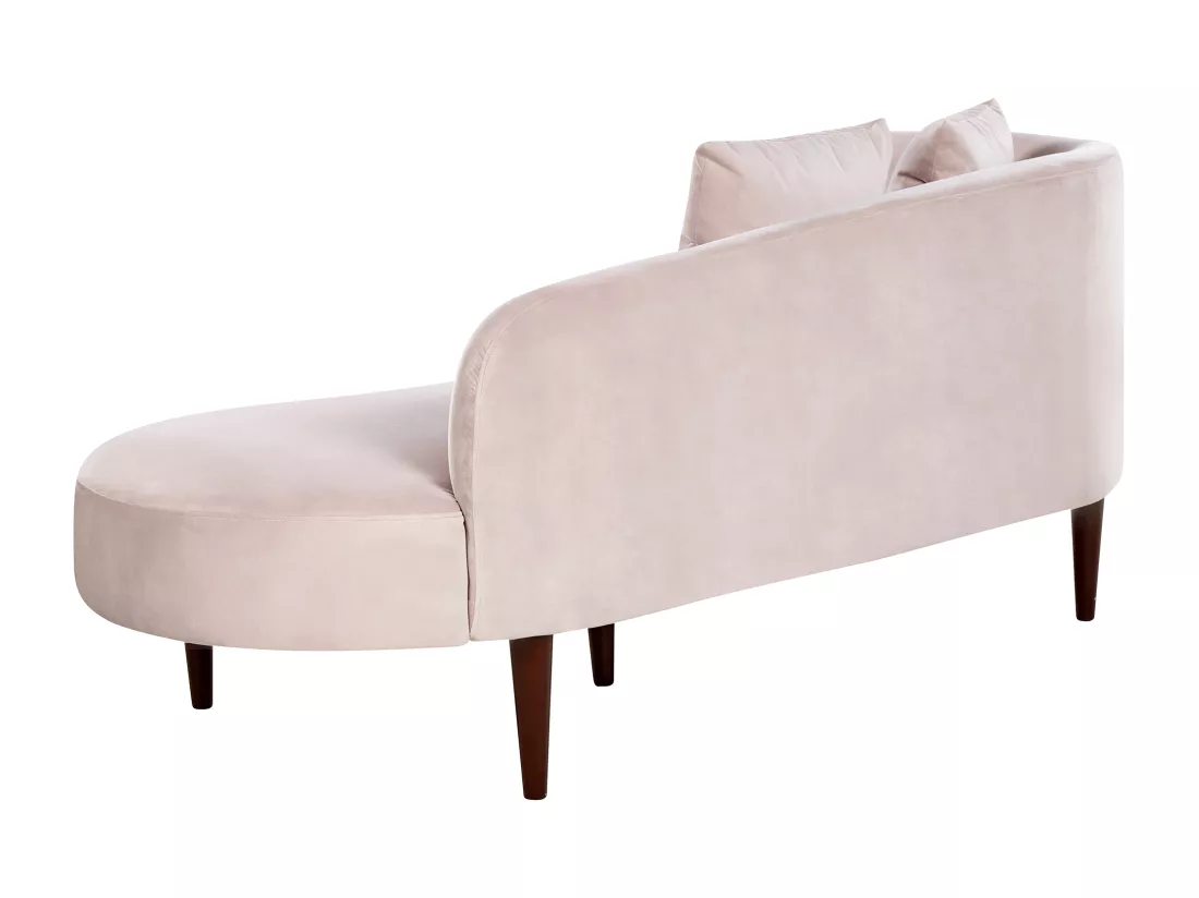 Chaise longue côté droite en velours rose CHAUMONT