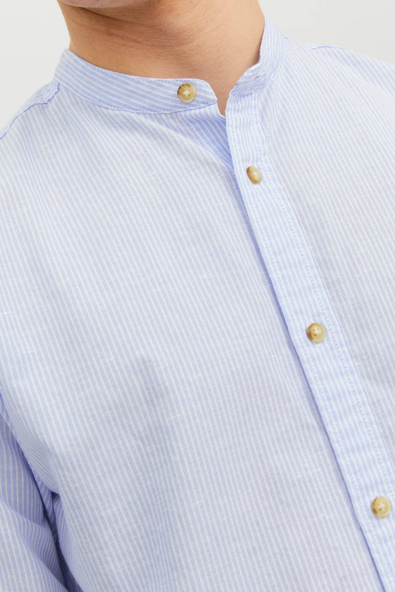 Camisa de linho de manga comprida - azul claro