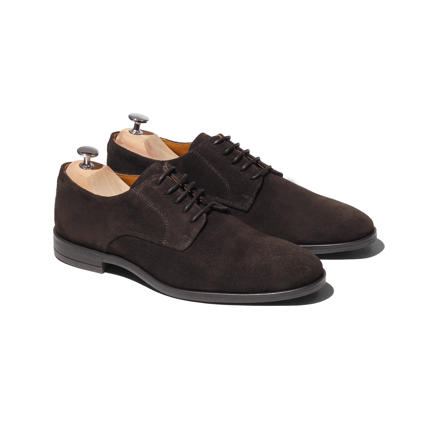 Larry-Derby en cuir velours marron