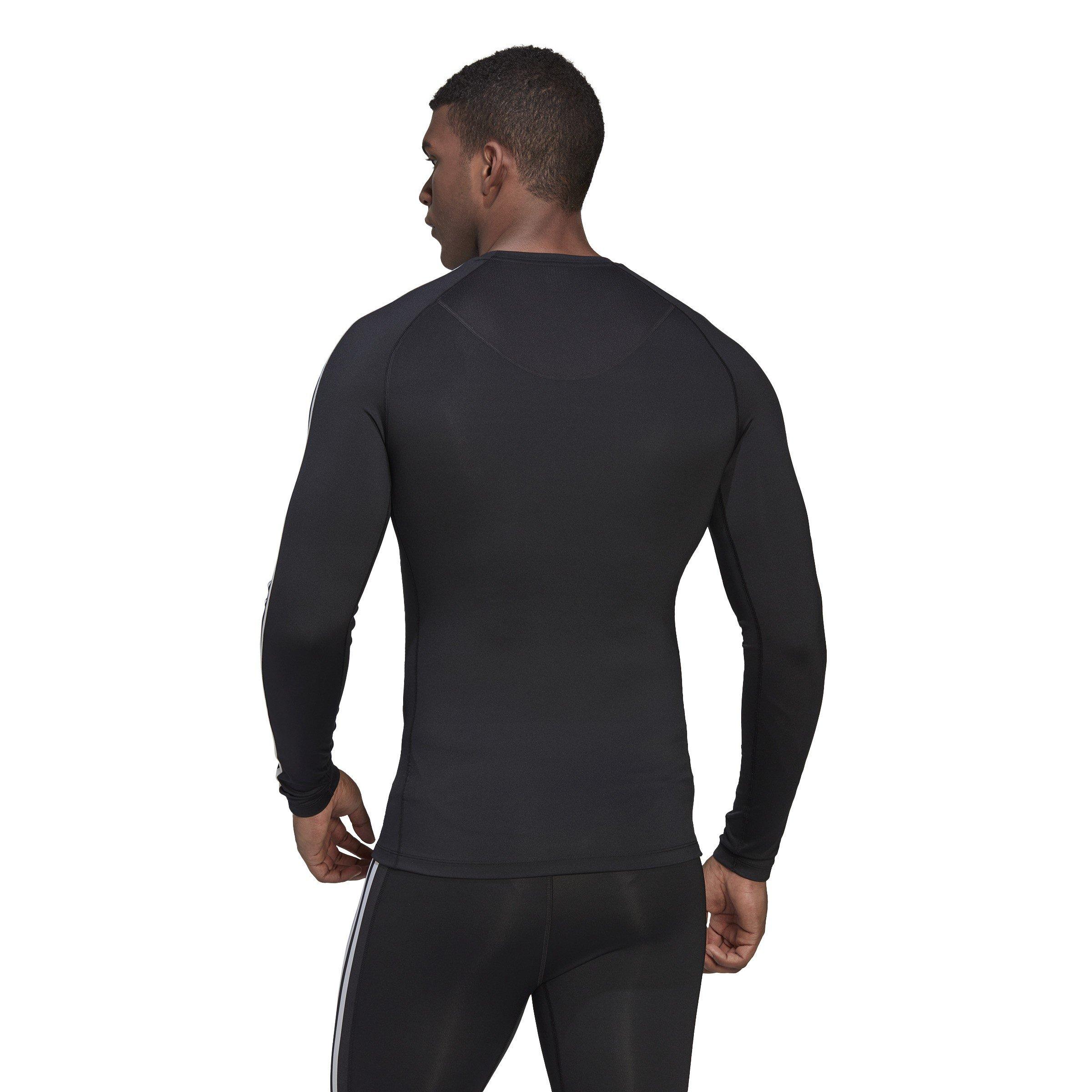 adidas Techfit 3 Stripe Long Sleeve T Shirt Mens