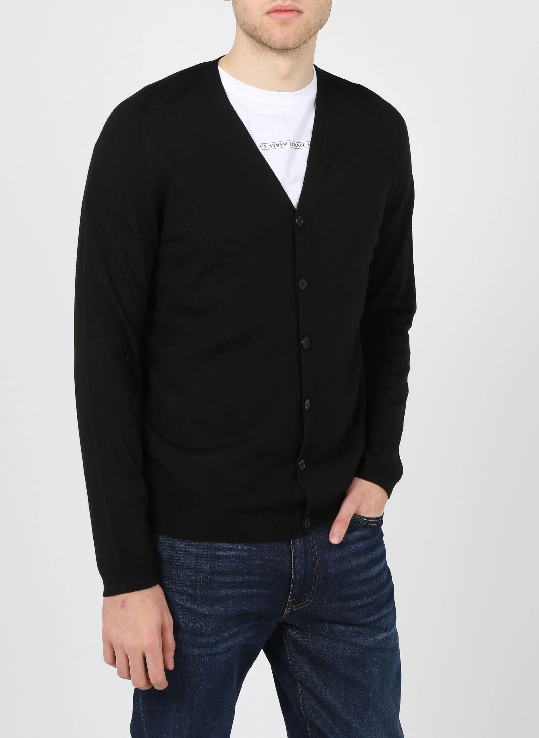 Gilet col V en laine | Noir