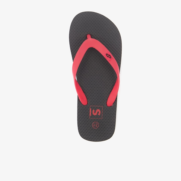 Jongens teenslippers zwart met rood