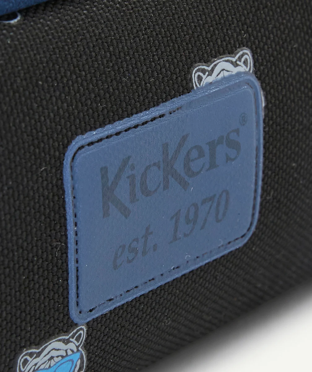 KICKERSTROUSSE BLEU NOIR ET GRIS CHINÉ IMPRIMÉ TIGRES AVEC DOUBLE COMPARTIMENT