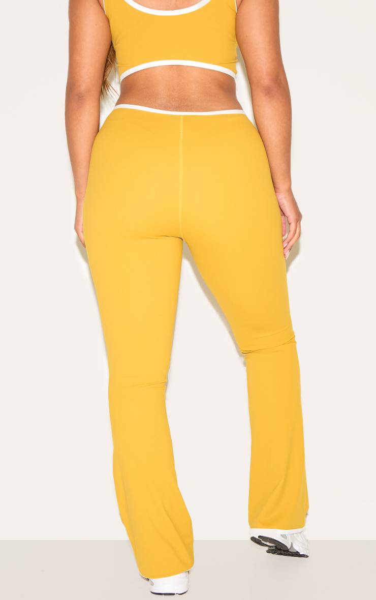 Vert Olive Pantalon Évasé Sculptant Shape Active À Bandes Contrastées