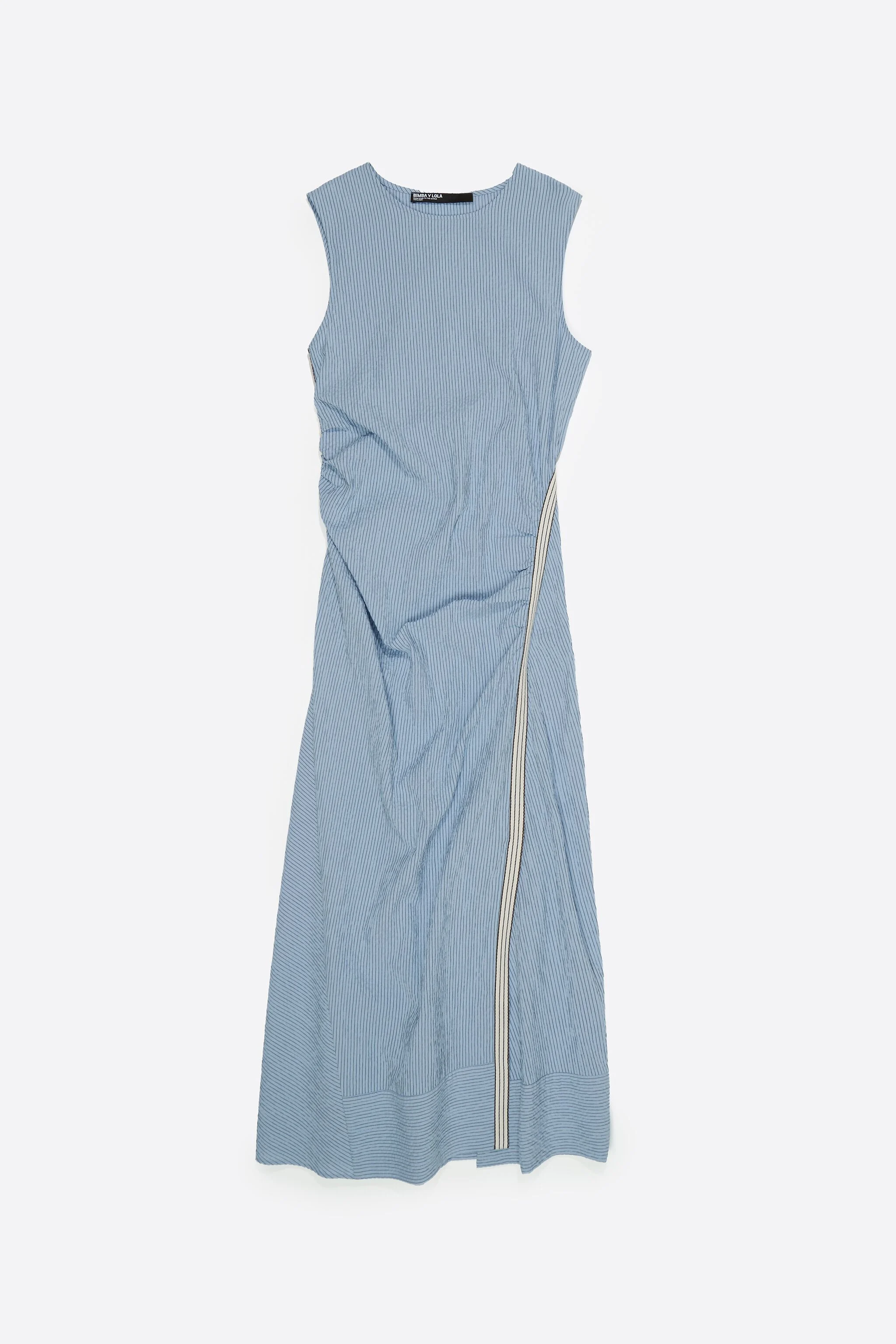 Vestido sem mangas com alça sobreposta listrada azul