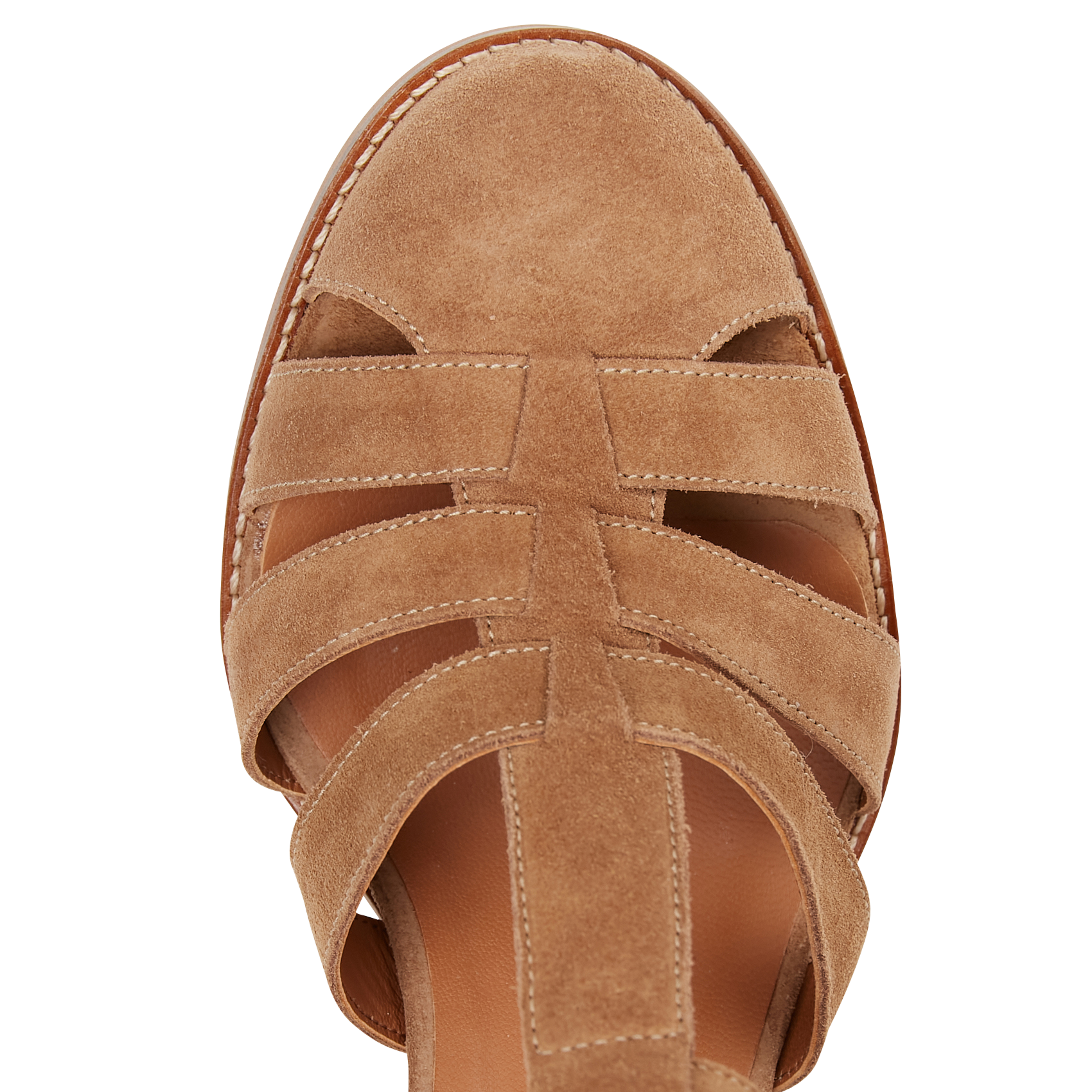 JUSTINE - Sandales hautes en cuir velours | Marron