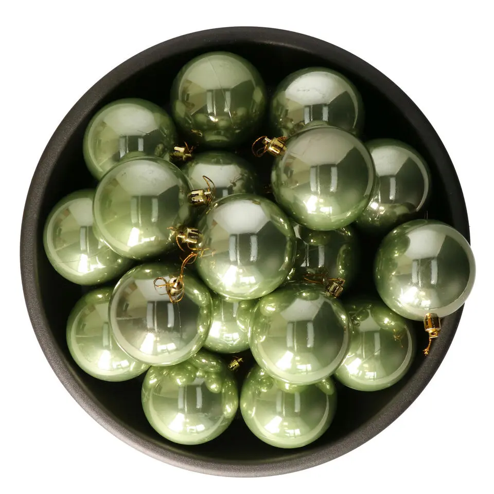 Othmar Decorations kerstballen - 18x st - 8 cm - salie groen