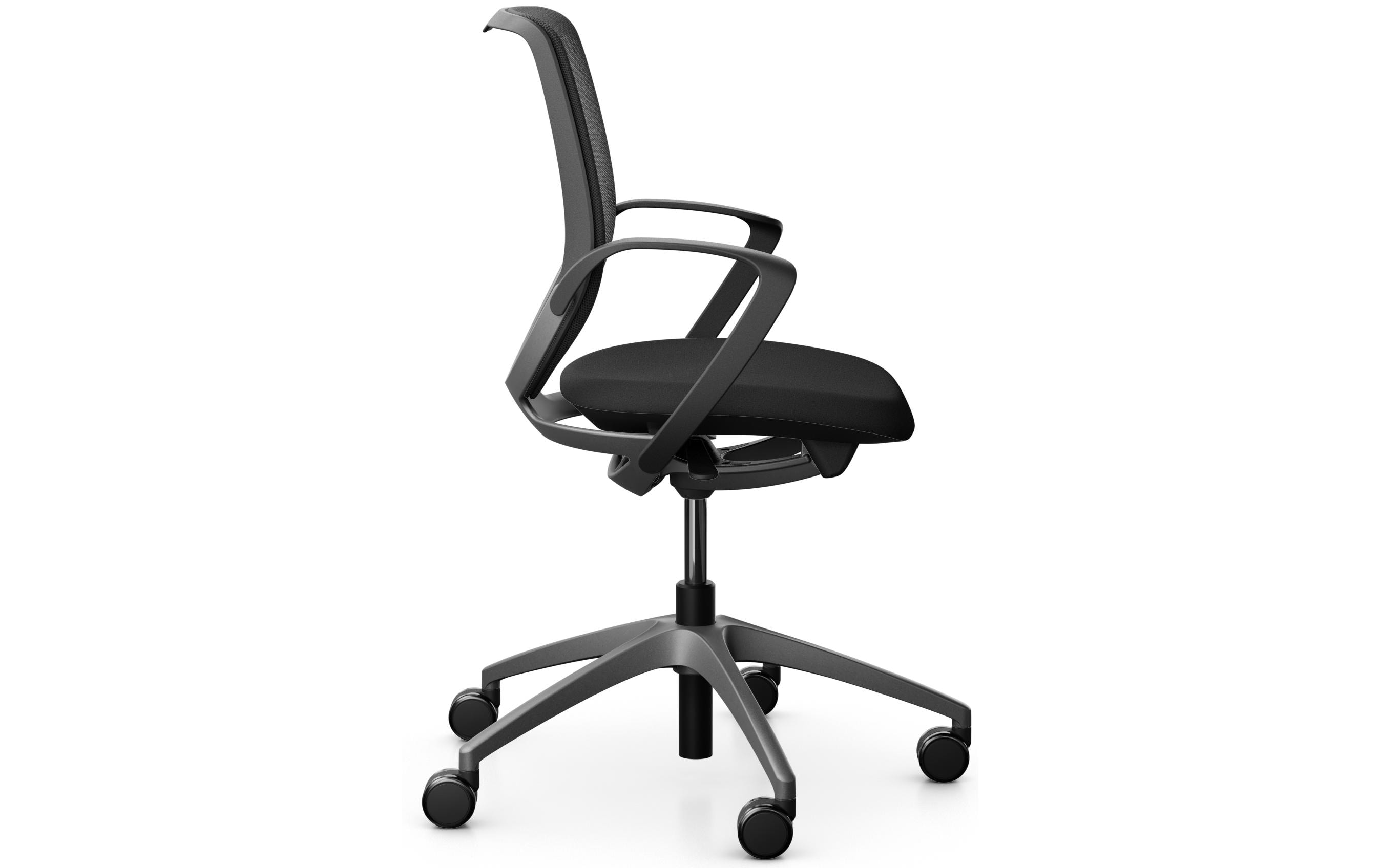 Bürostuhl 313 mit Netzrücken und Armlehnen, Schwarz<br>Arbeitsstuhl für gesundes, ergonomisches Sitzen