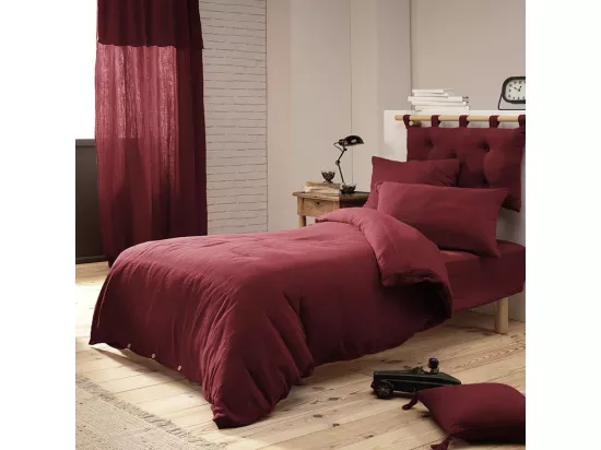 OUREA - Taie d'Oreiller 50x70cm Gaze de Coton Lie de Vin
