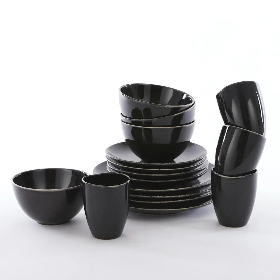 Mica Decorations Tabo Serviesset 4 persoons Keramiek Zwart