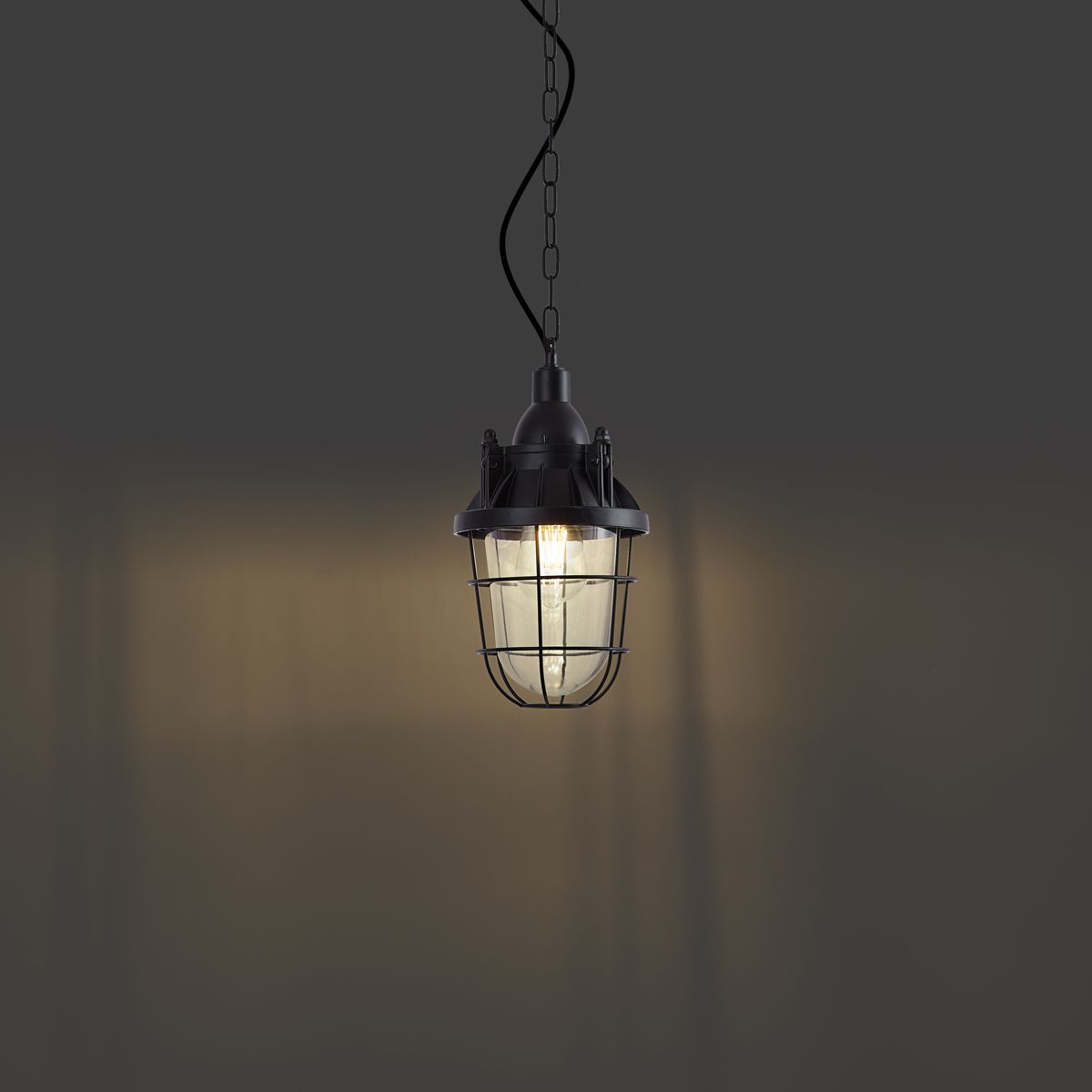 Industriële hanglamp zwart met glas - Cabin