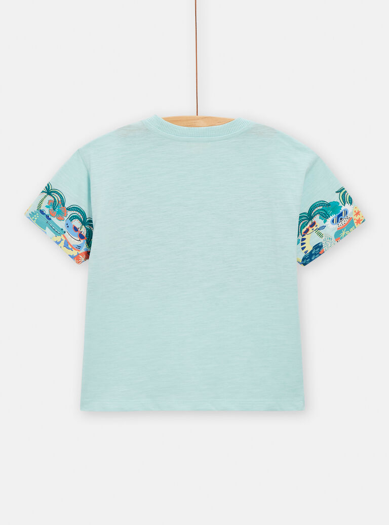 T-shirt bleu imprimé requin pour garçon