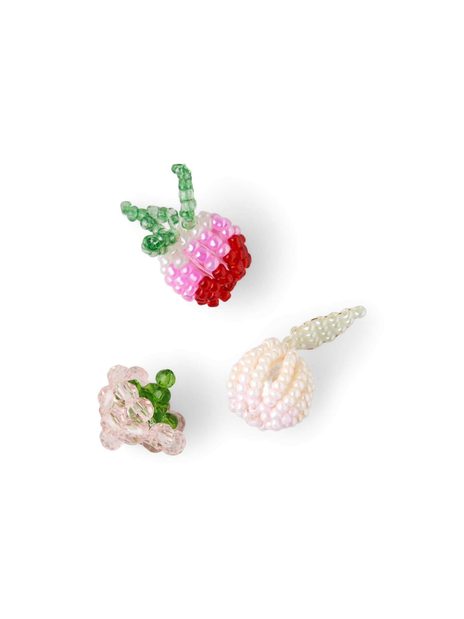 Perlebesatte frugt vedhæng | Glas. 3 stk. | Rose
