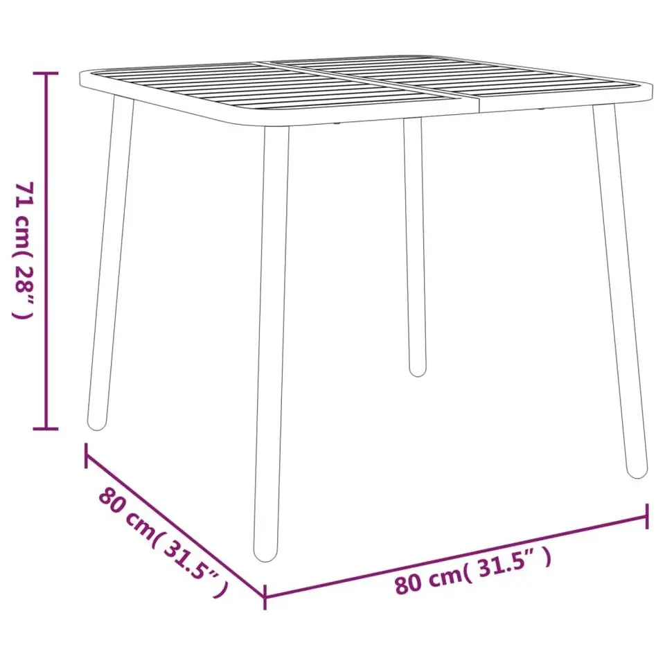 vidaXL - Tuintafel - Antraciet - Staal - 80 x 80 x 71 cm