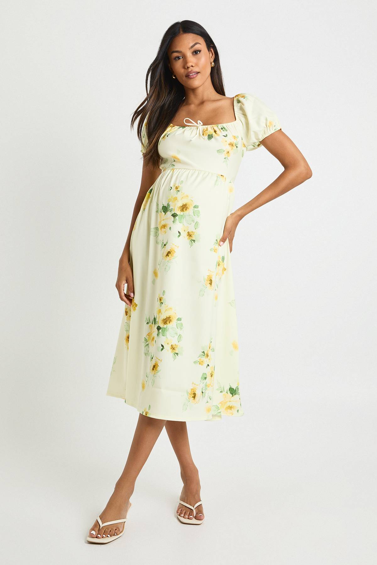 boohoo robe midi de maternité à motif fleuri style laitière