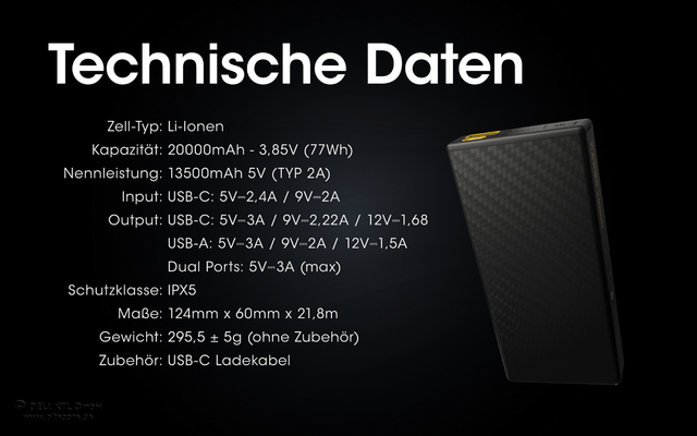 Nitecore Powerbank CARBO 20000 mAh