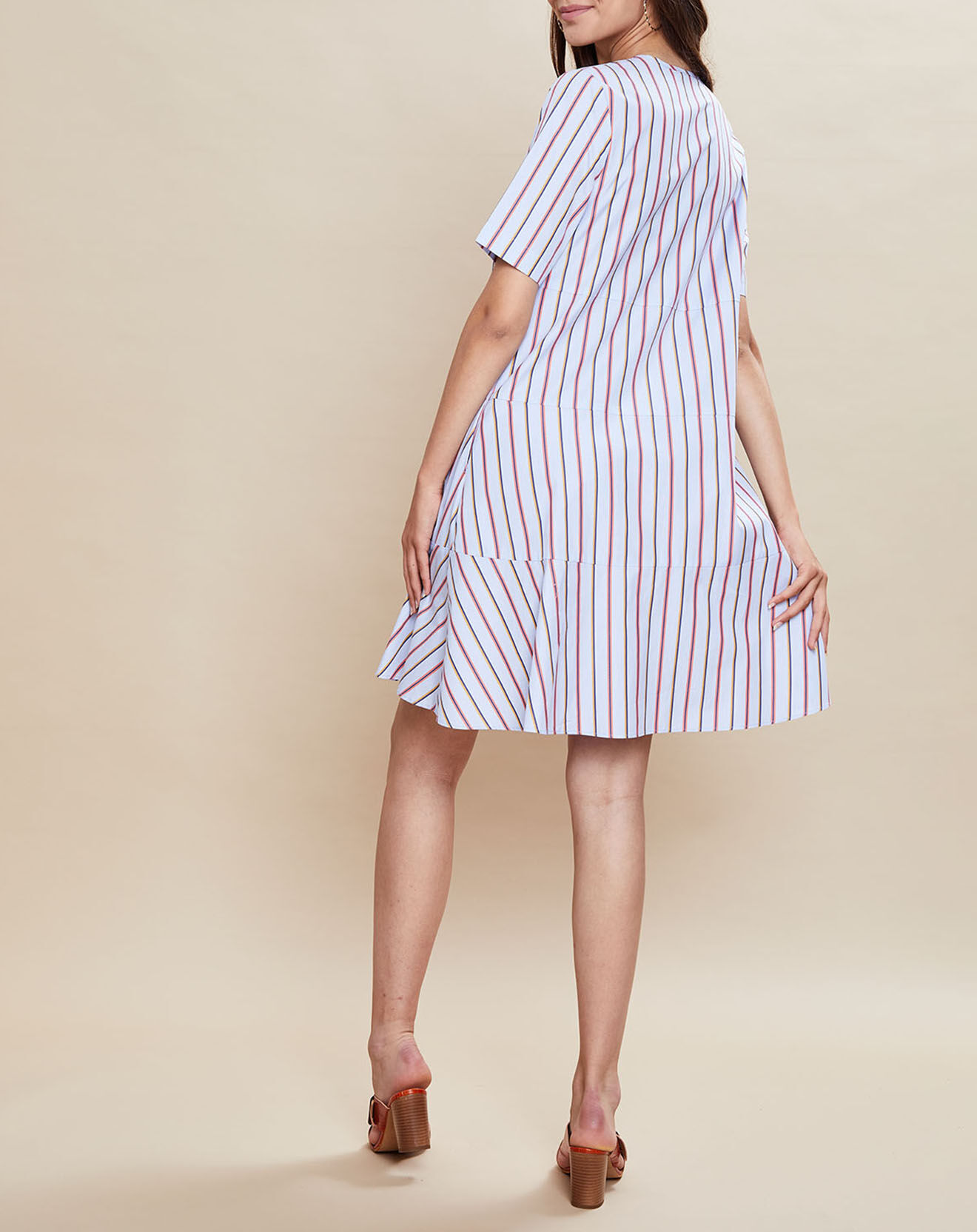 Devernois Robe Rosalia en Coton rayée bleu marine