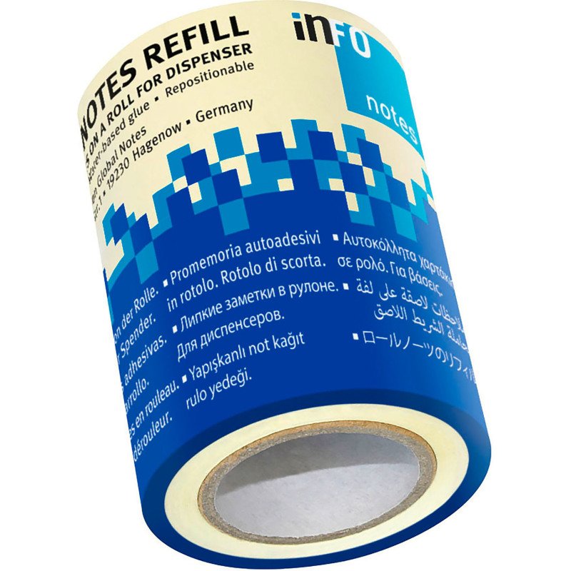 Recharge Roll notes repositionnables jaune pastel pour rouleau distributeur de notes - 60 mm x 10 m