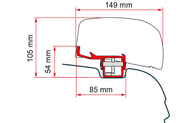 Fiamma Kit VW T5 / T6 RHD Markisenadapter für Fiamma F40van Rechtslenker