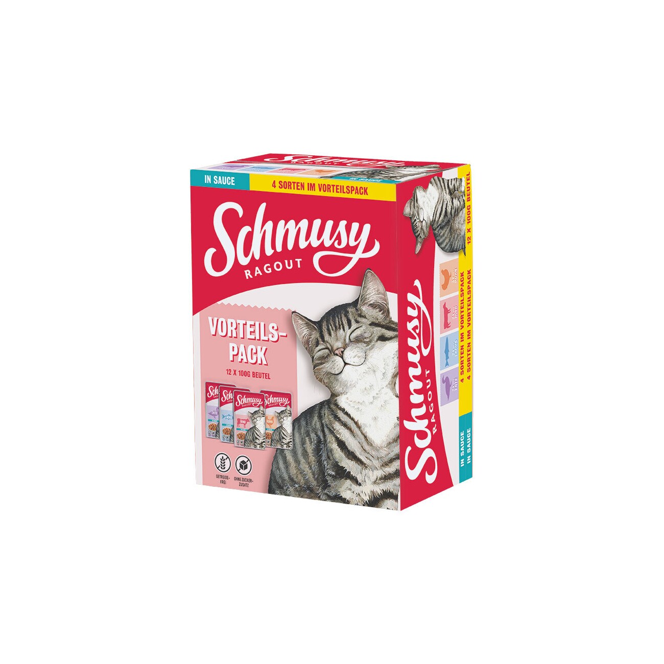 Schmusy Ragout Nassfutter Katze Vorteilspack in Sauce 12x100 g