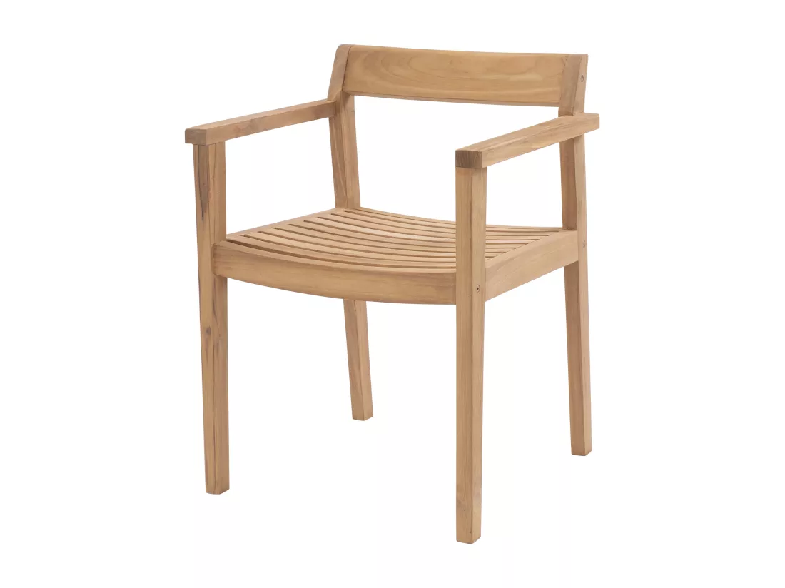 Salle à manger de jardin en teck : 1 table L.135 cm + 8 fauteuils - Naturel clair - TRIANI de MYLIA