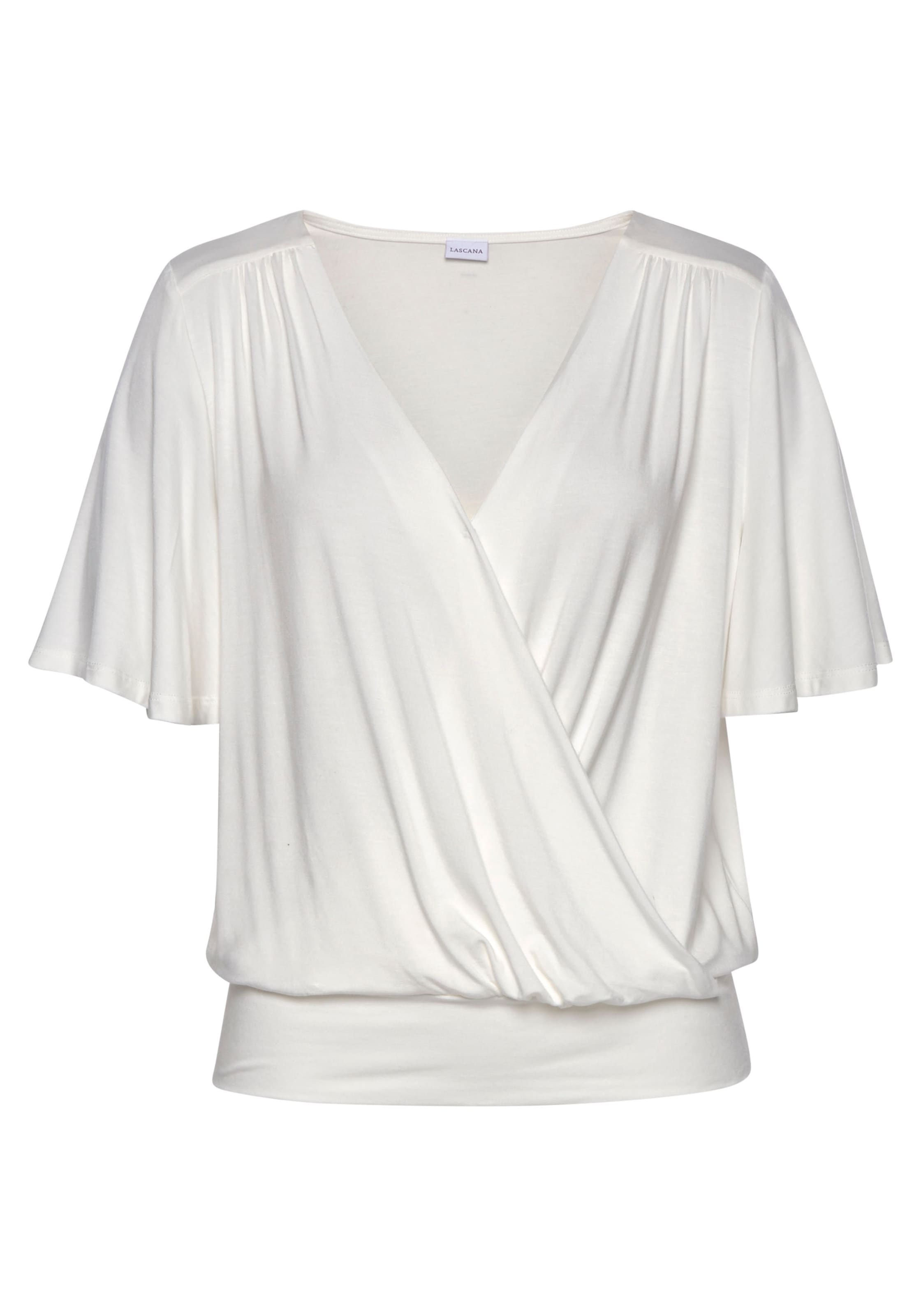 LASCANA Wickelshirt mit Druckknopf vorne, feminines Kurzarmshirt