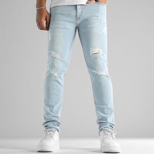 Jean Regular Fit Avec Destroy 2676 Bleu Denim Wash
