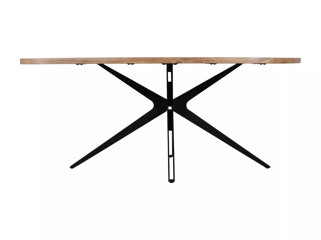 Table à manger 8 personnes en bois d'acacia et métal - Naturel et noir - LIVIANI