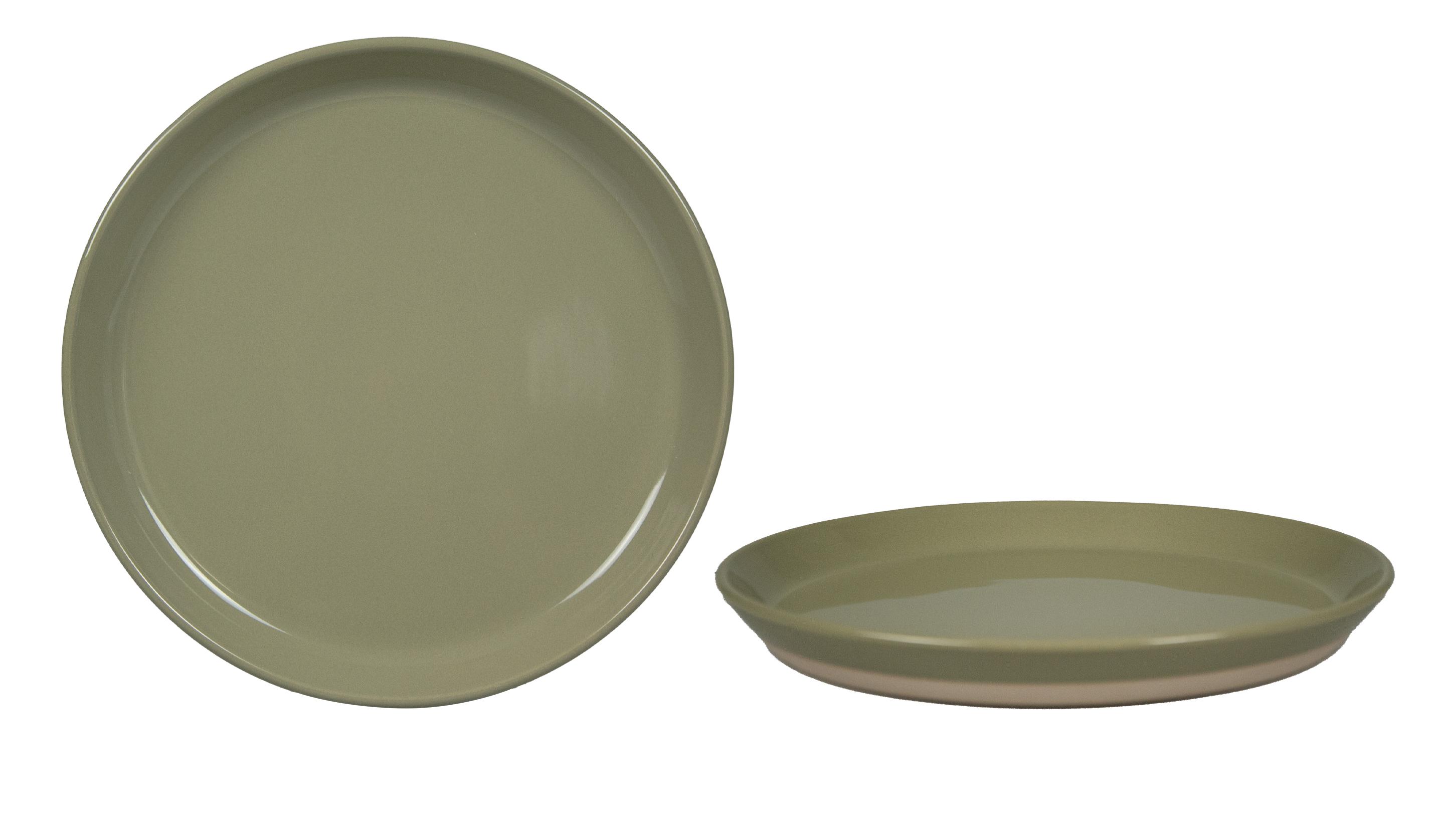 ASSIETTE PLATE NATURAL 25CM VERT TILLEUL GRES