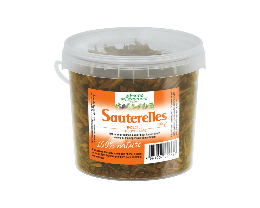 Sauterelles déshydratées 100 gr • friandise pour poules, volailles et reptiles