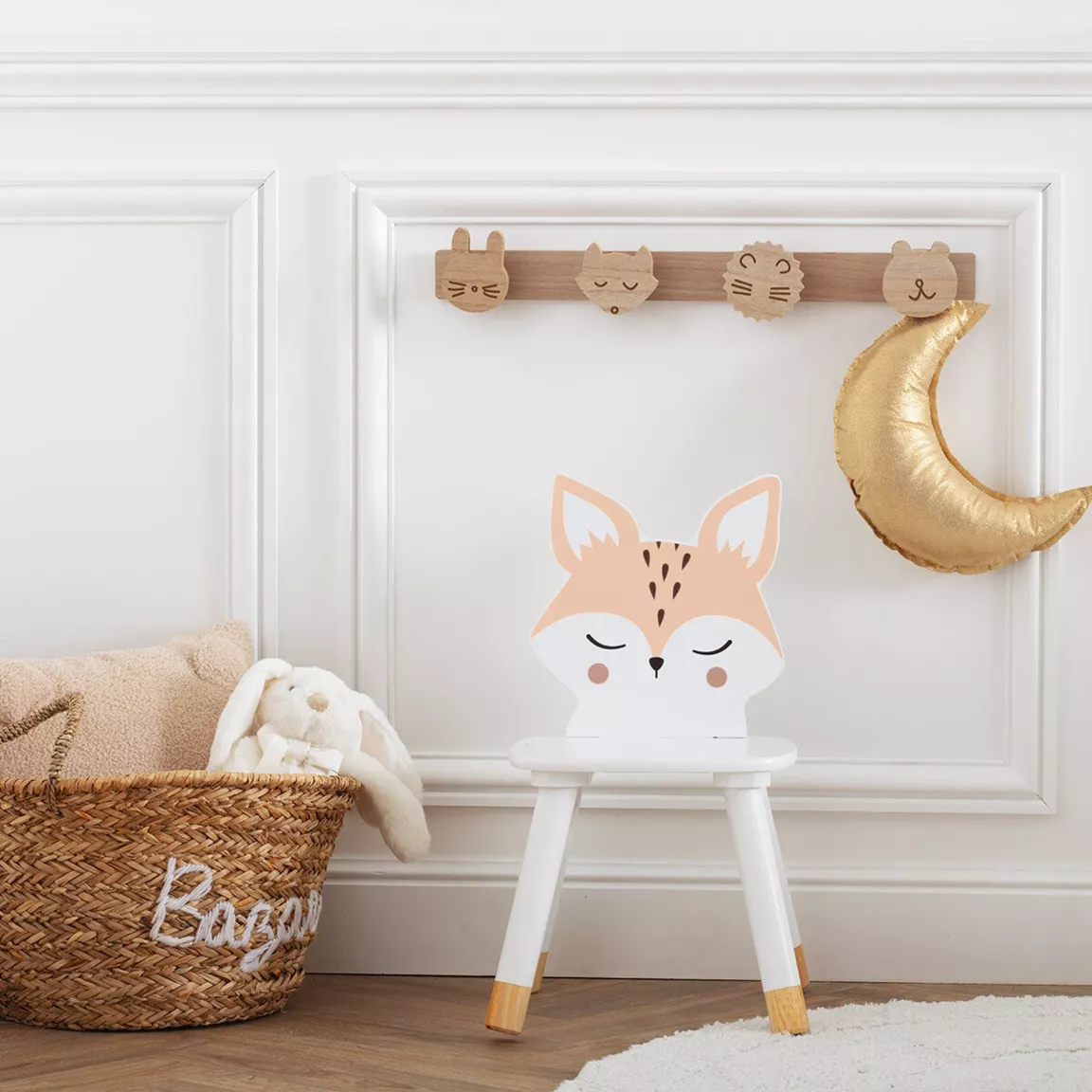 Chaise enfant bois (H52,5 cm) Douceur Renard Blanche