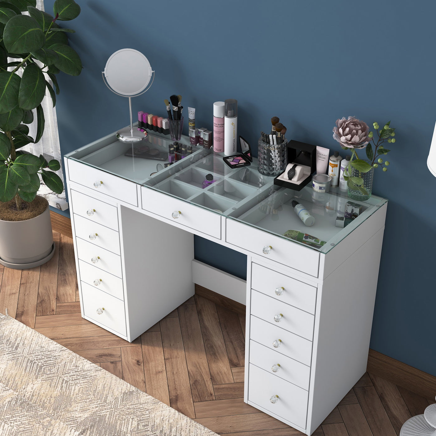 Giga Meubel - Kaptafel - Wit|Glas - 120cm - Beyas