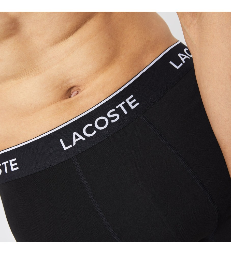 Cuecas Boxer Lacoste Pack com 3 unidades, modelo Insignia, pretas