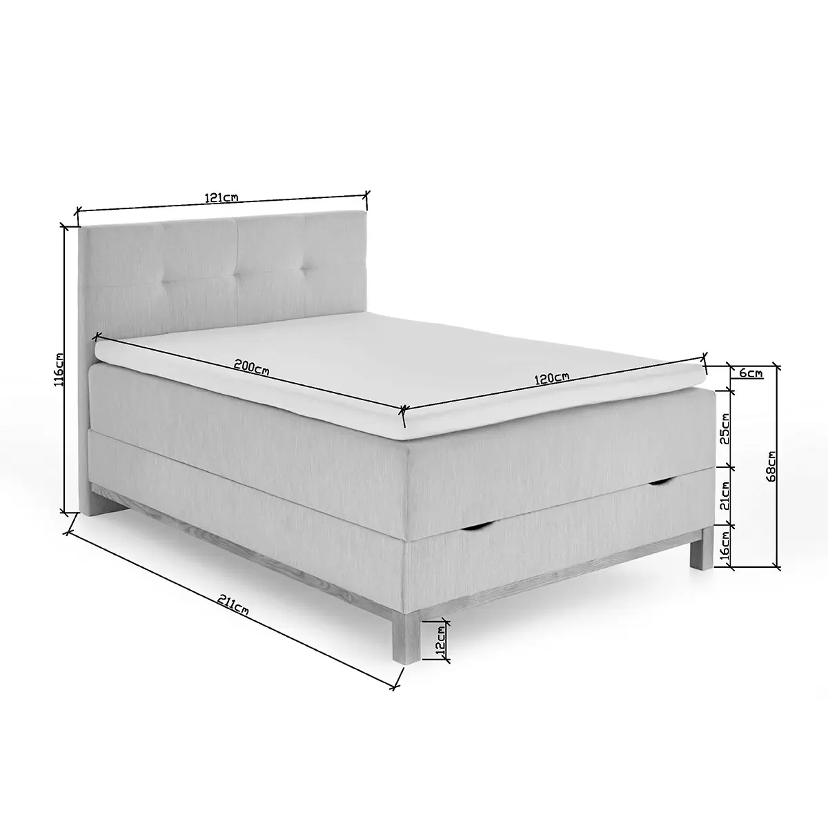 Boxspringbett CATANIA 120x200 Anthrazit