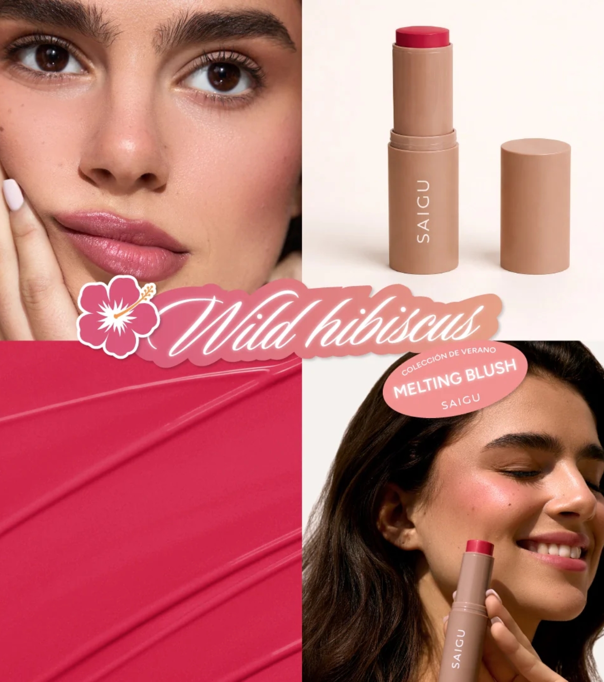 Saigu Cosmetics - *Mediterranean Glow* - Blush em bastão Melting Blush - Wild Hibiscus