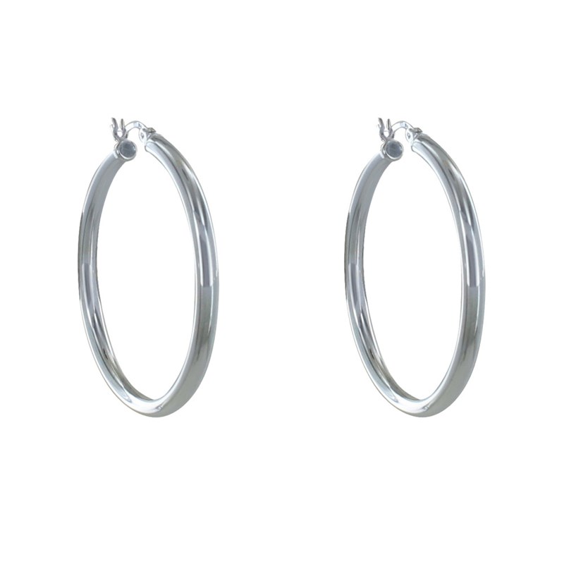 Boucles d'Oreilles Argent Moyennes Créoles Rondes 4cm