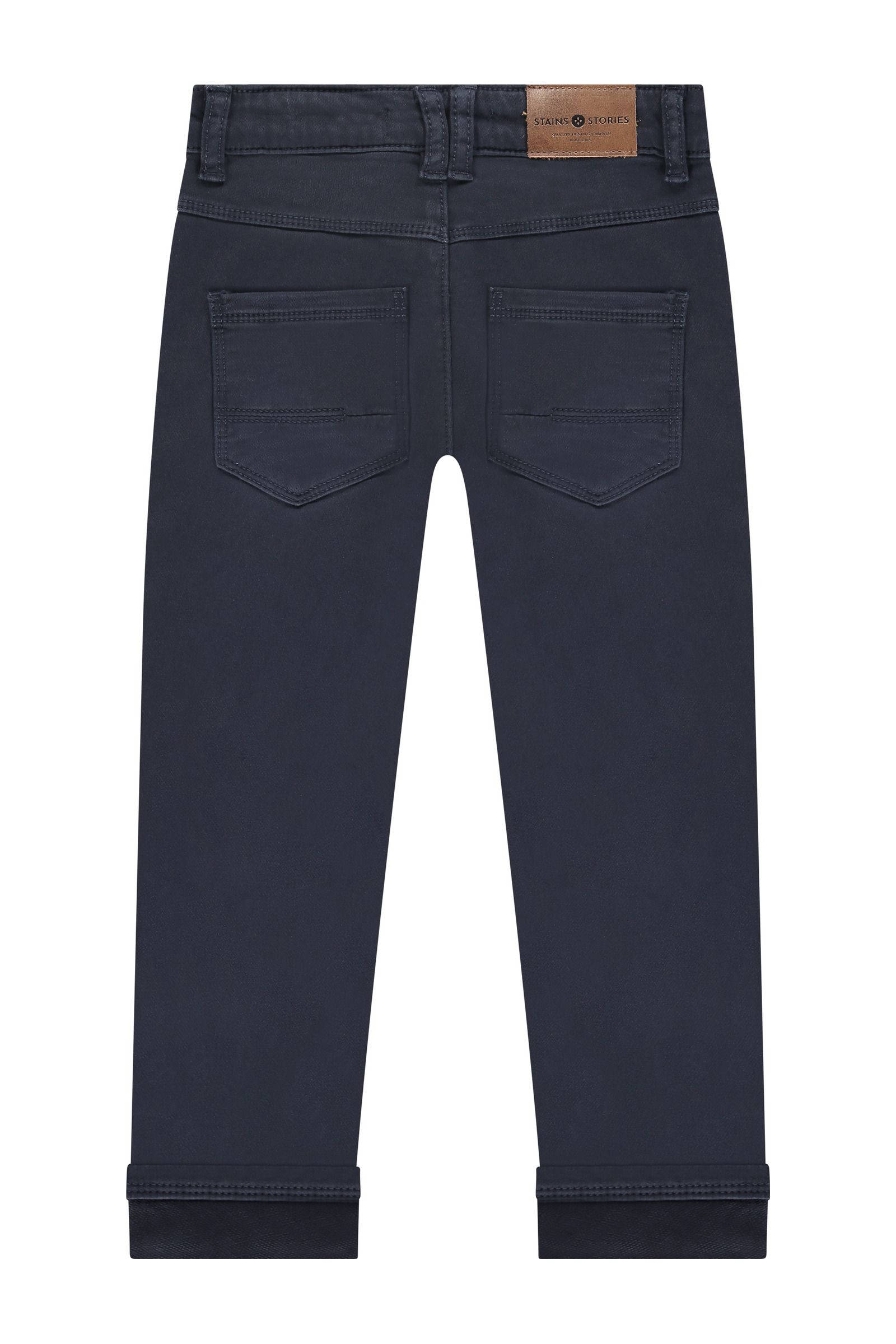 Stains&Stories regular fit broek donkerblauw