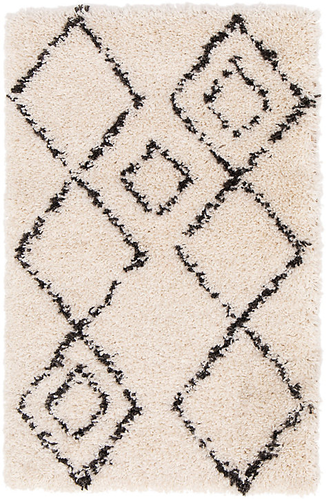 Tapis Shaggy Coltrane motif Berbère L. 60 x l. 90 x ep. 3 cm beige GoodHome