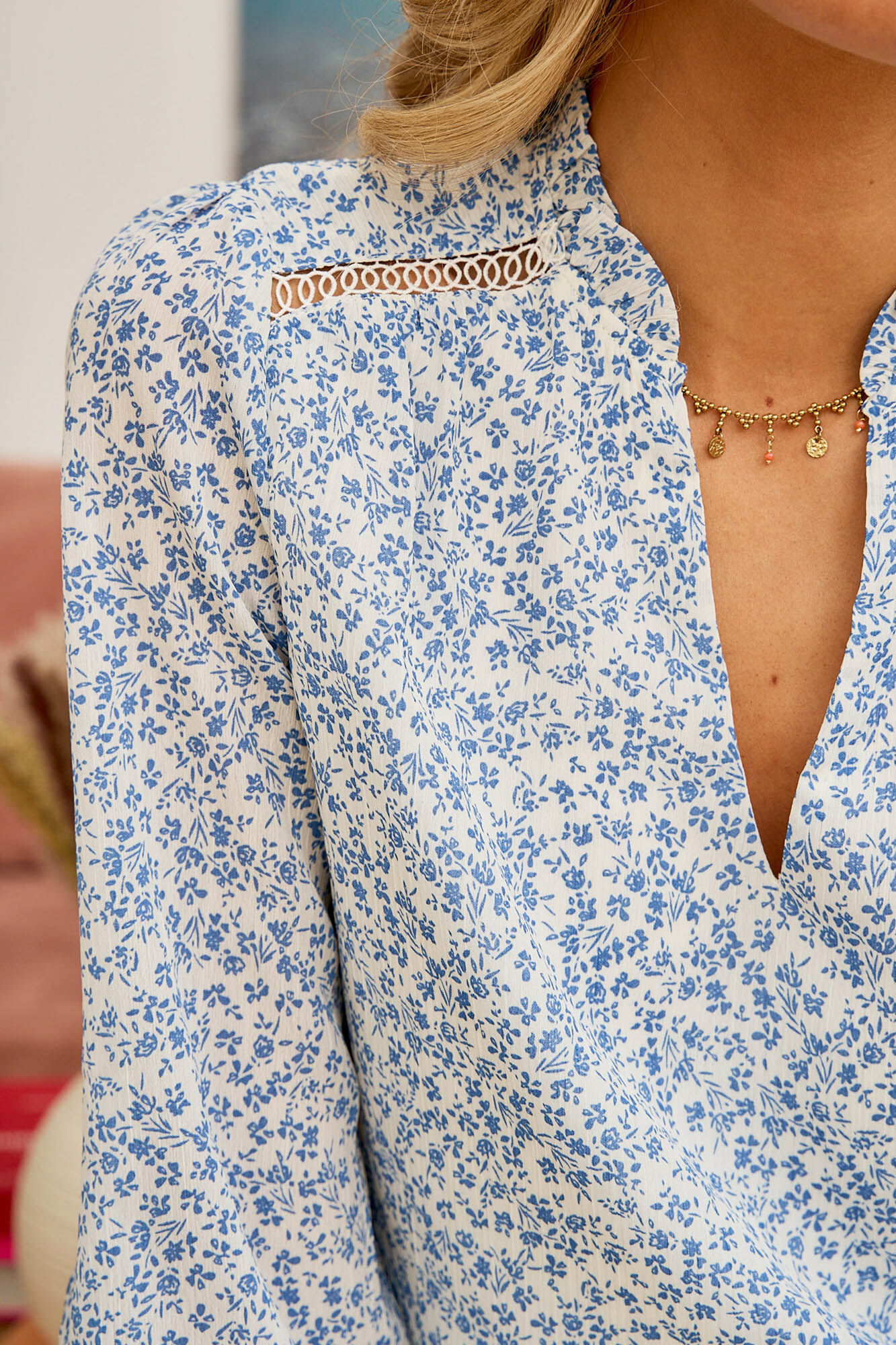 Blusa floral azul celeste - Azul
