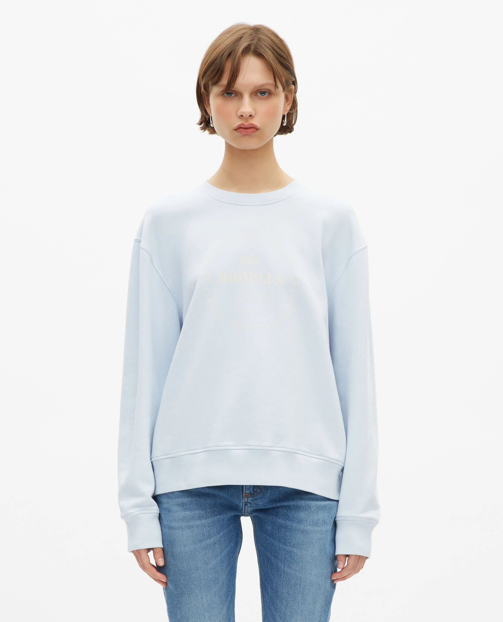 Sweatshirt avec sérigraphie bleu clair