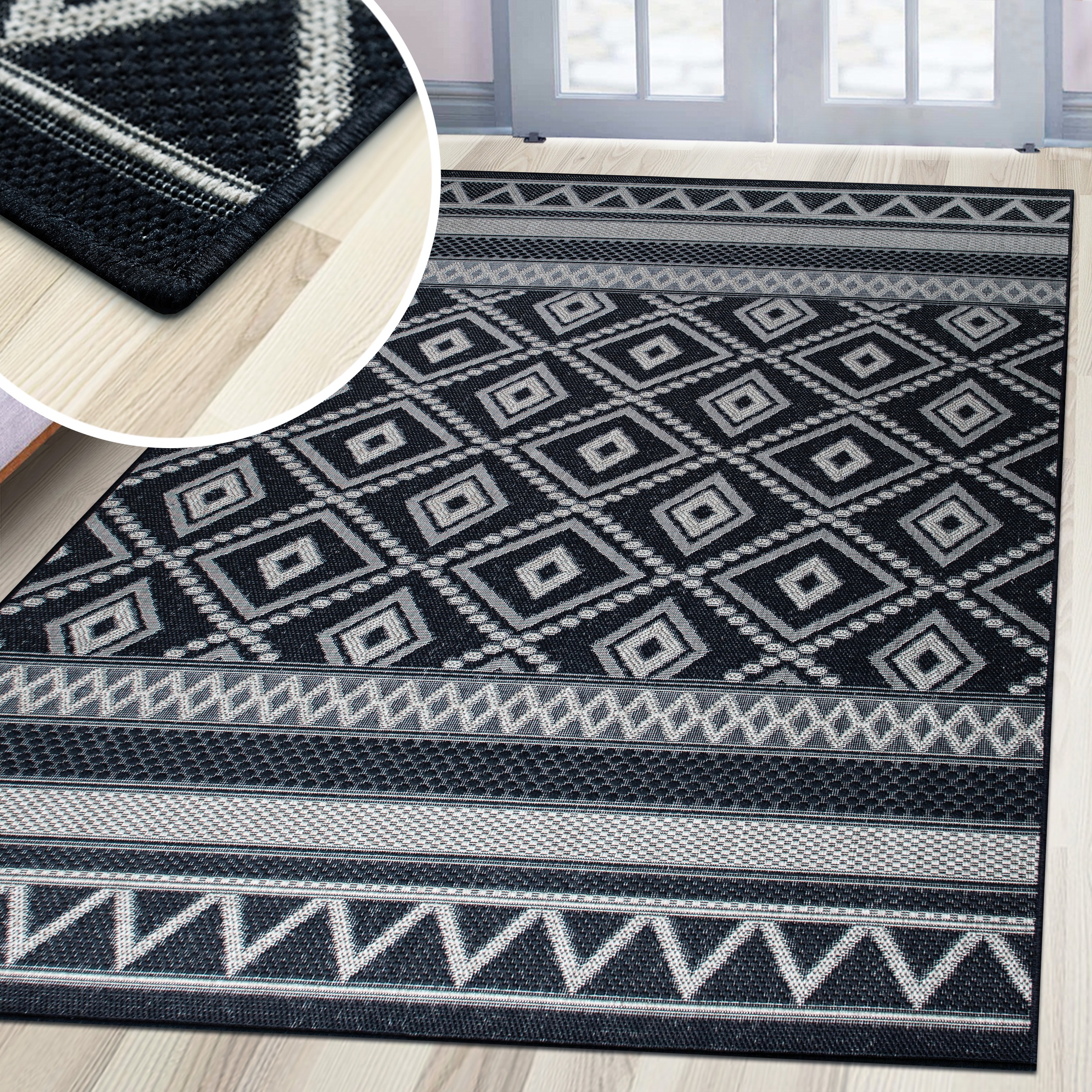 my home Teppich »Toronto auch als Läufer erhältlich« rechteckig 3 mm Höhe In- und Outdoor geeignet, Sisal-Optik, Wetterfest & UV-beständig, Boho