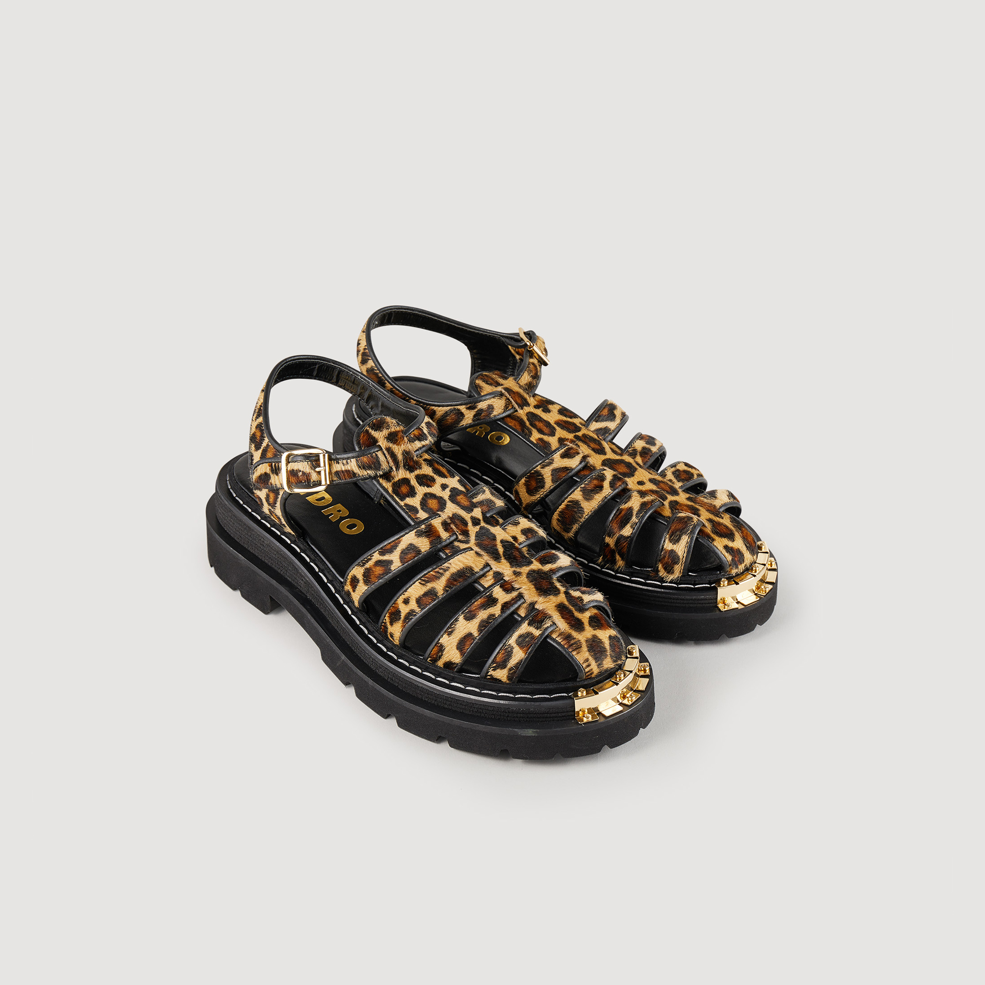 Sandales Olyssa en cuir effet leopard