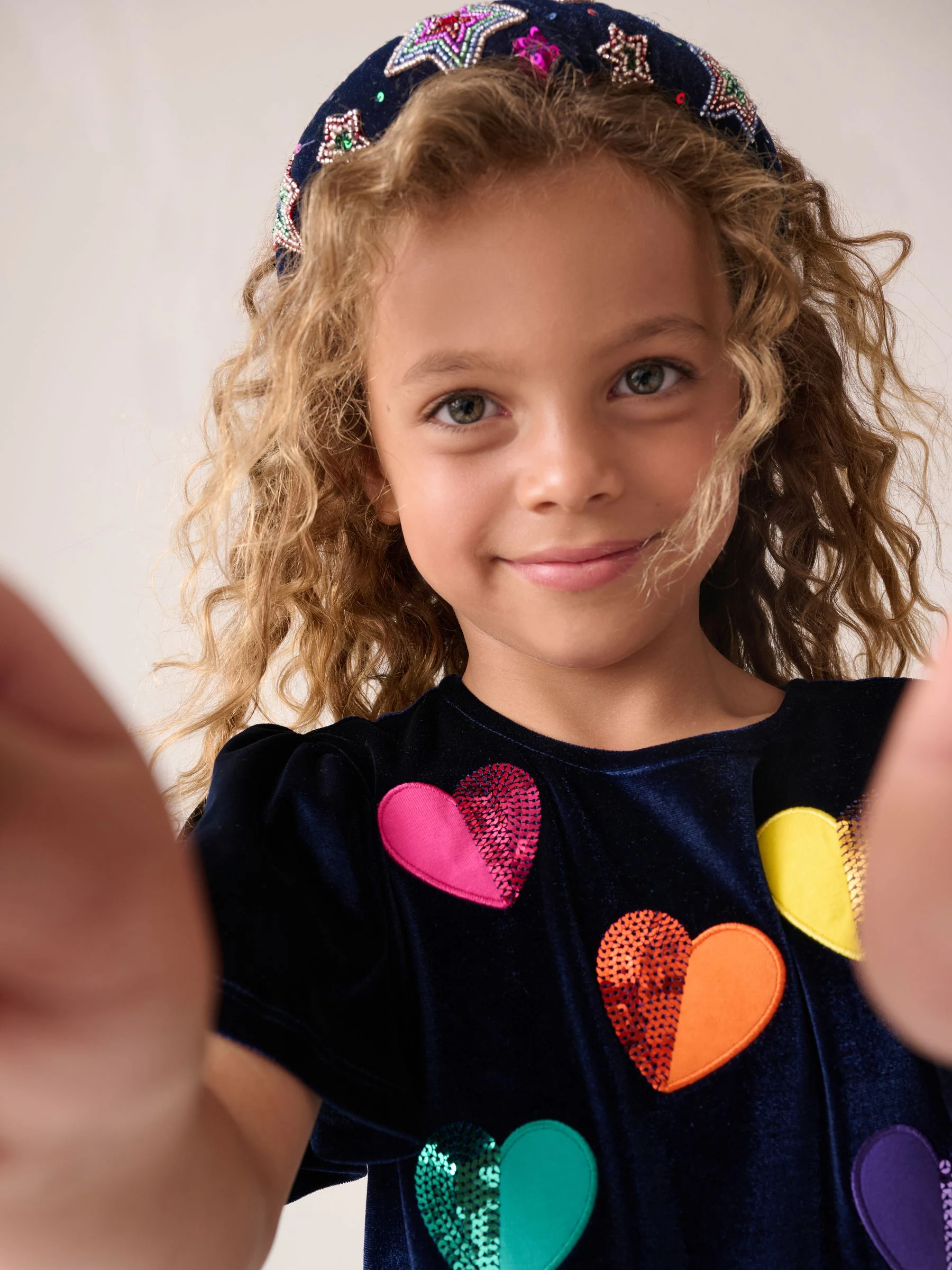 Little Bird by Jools Oliver Velvet Headband With Rainbow Sequin