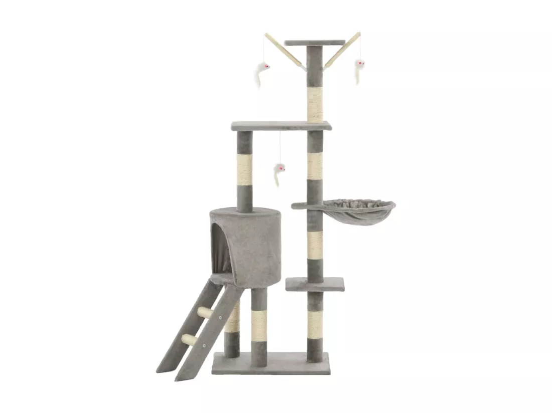 Arbre à chat avec griffoirs en sisal 138 cm Gris