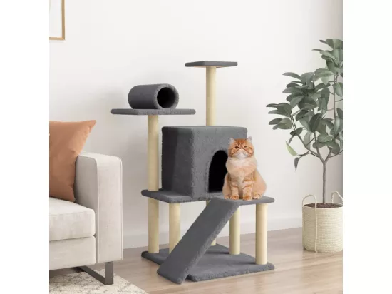 Arbre à chat avec griffoirs en sisal gris foncé 110,5 cm