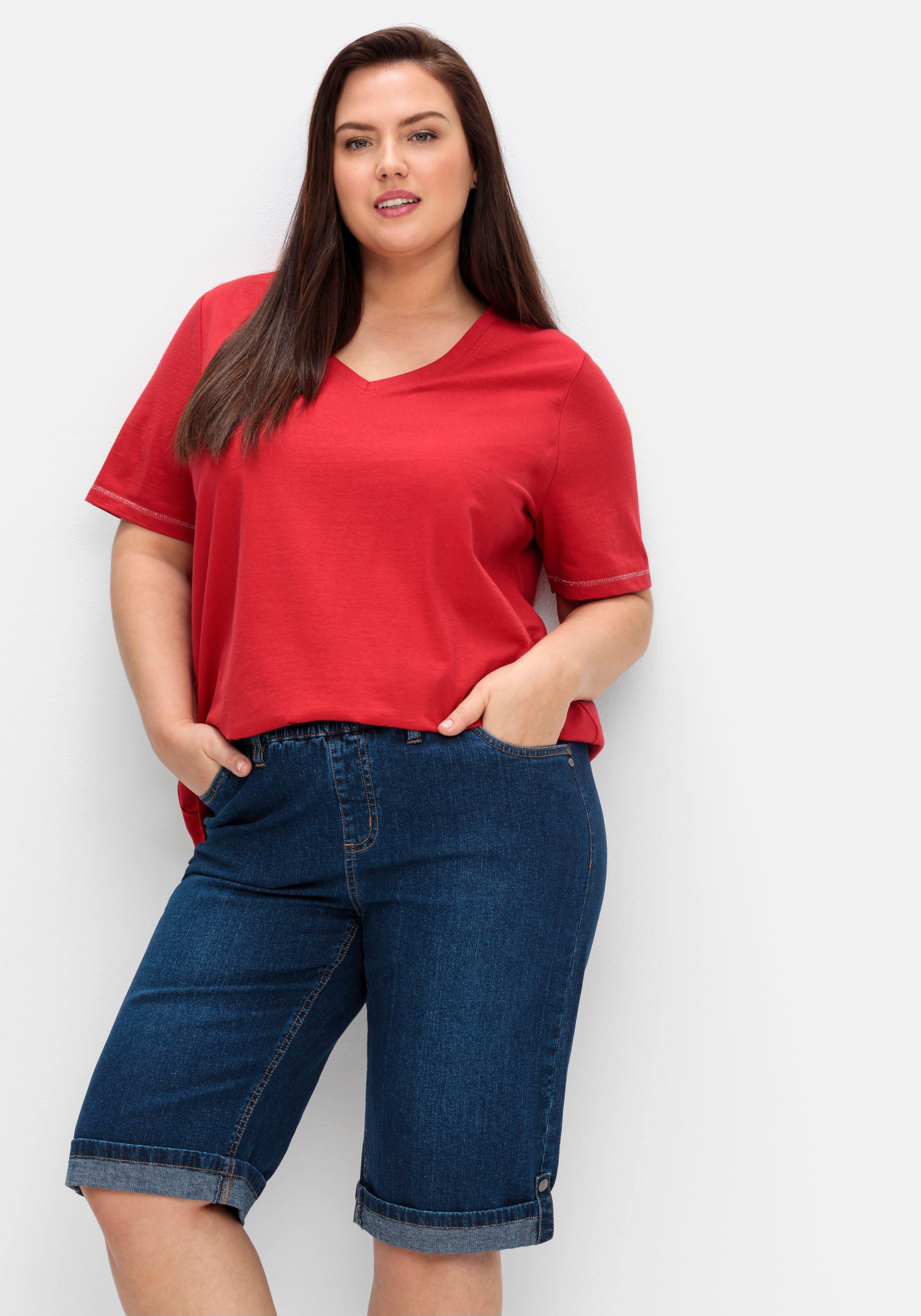 Jeans-Bermudas mit fixiertem Aufschlag