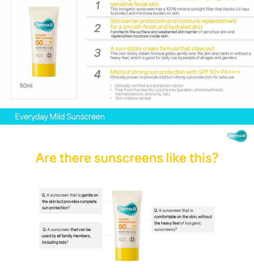 Derma: B - Dagelijkse milde zonnebrandcrème