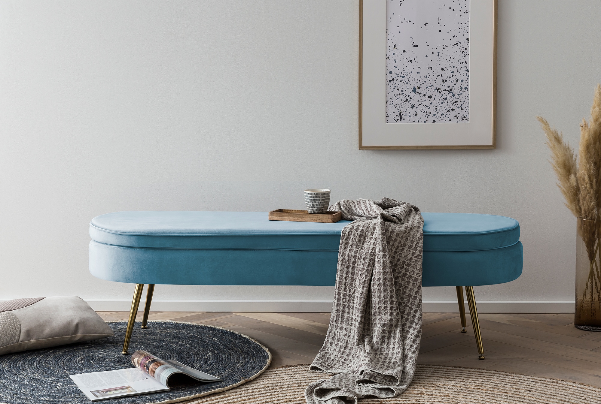 SalesFever Polsterbank »Clam Elegante Bank mit Polsterung« Eleganz in Gold: Breite 142cm