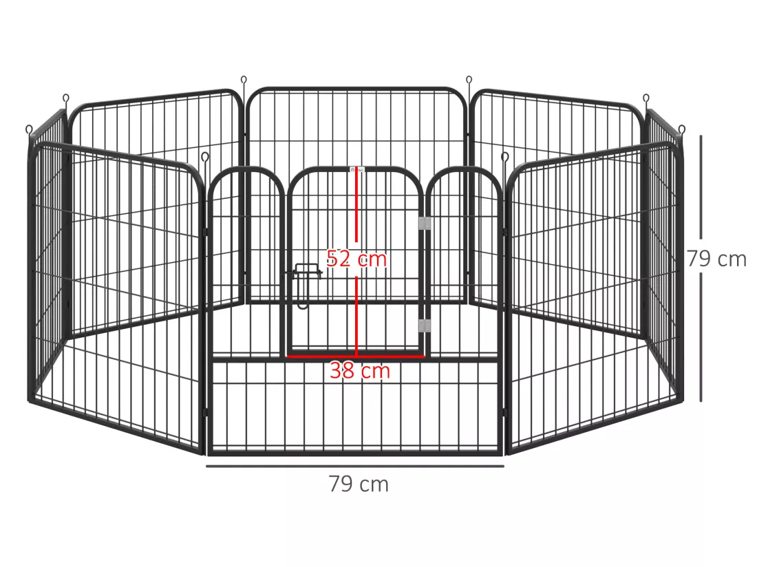 Luxe parc enclos modulable pour chien 8 panneaux porte verrouillable acier époxy noir