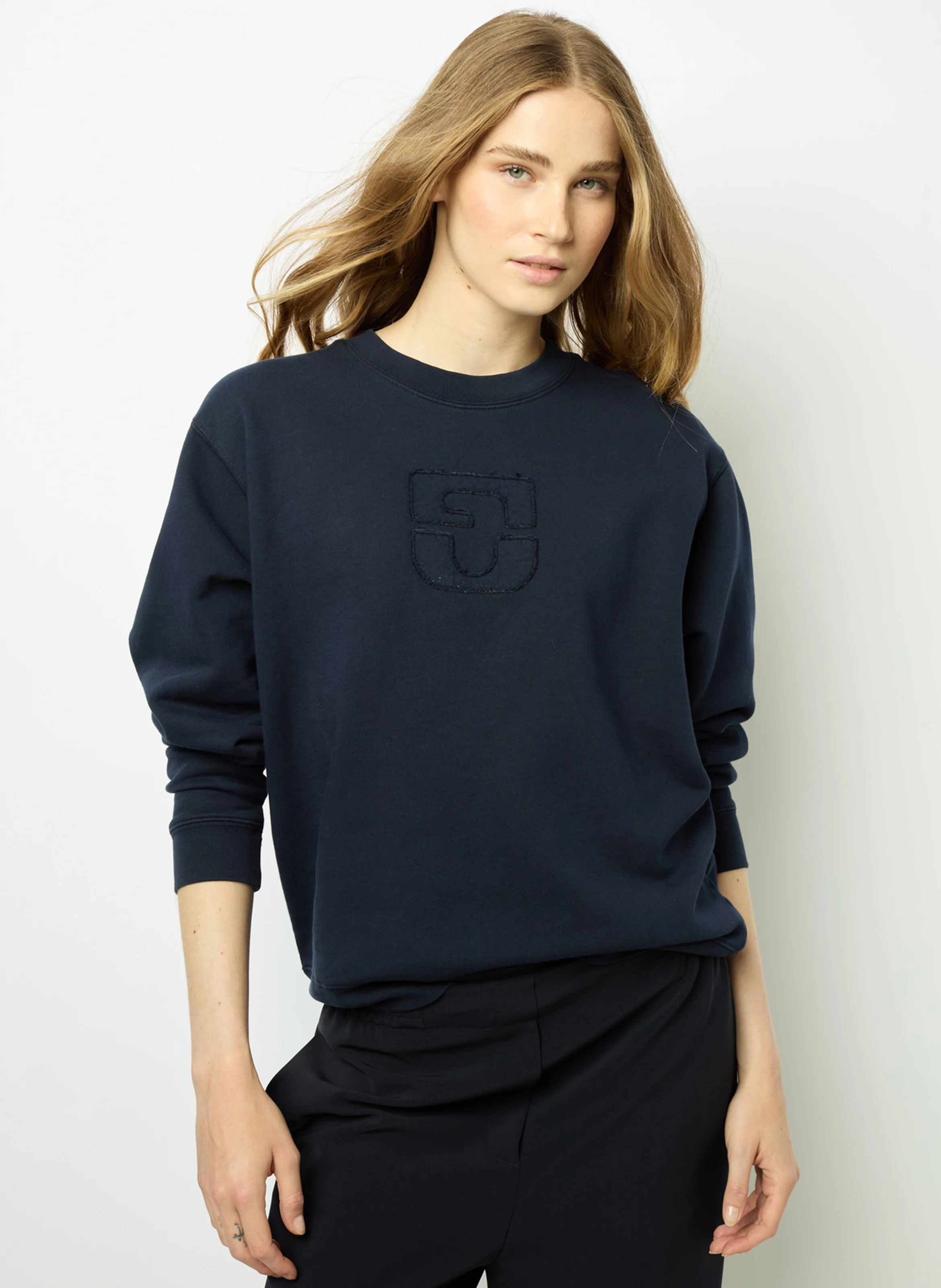 ADRIENNE - Sweat col rond en coton | Bleu